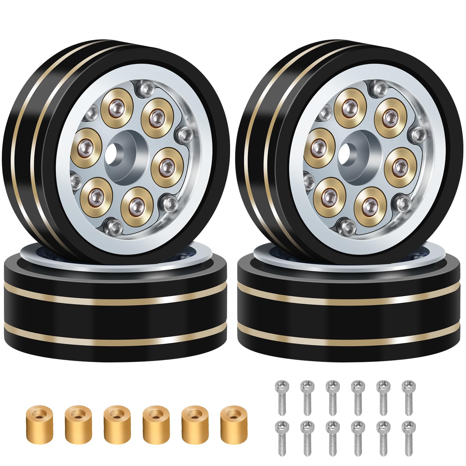 RcThjia 1.0 Beadlock Wheel Rims for 1/24 RC Crawler
