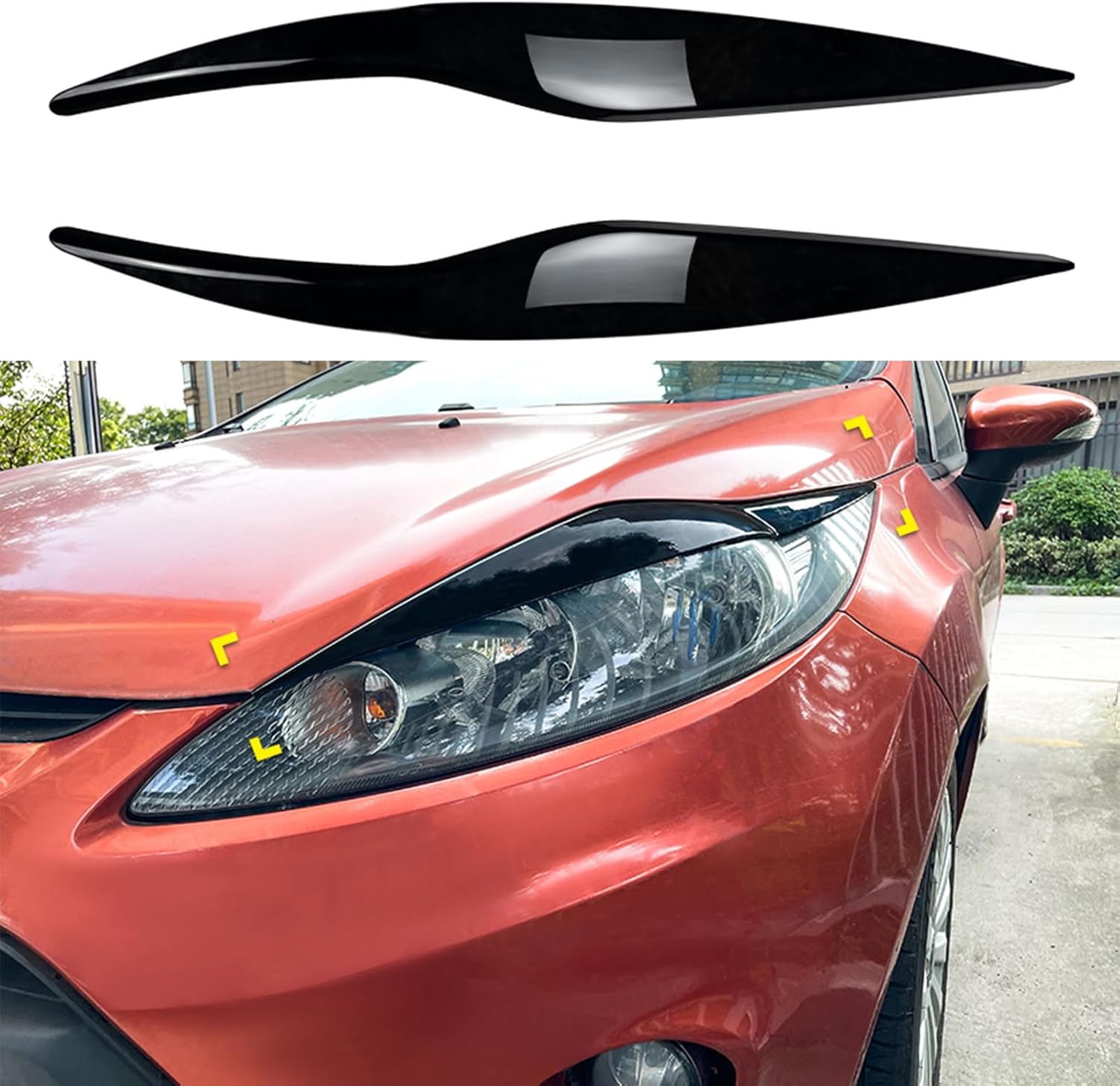 Car Front Headlight Eyelid Eyebrow Trim Cover For Ford Fiesta MK6 2008-2012