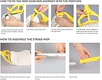 Vista 2 de Trapeador de cuerda con extremo de bucle, trapeador industrial comercial resistente con reemplazo de cabezal de fregona adicional, poste de aleación