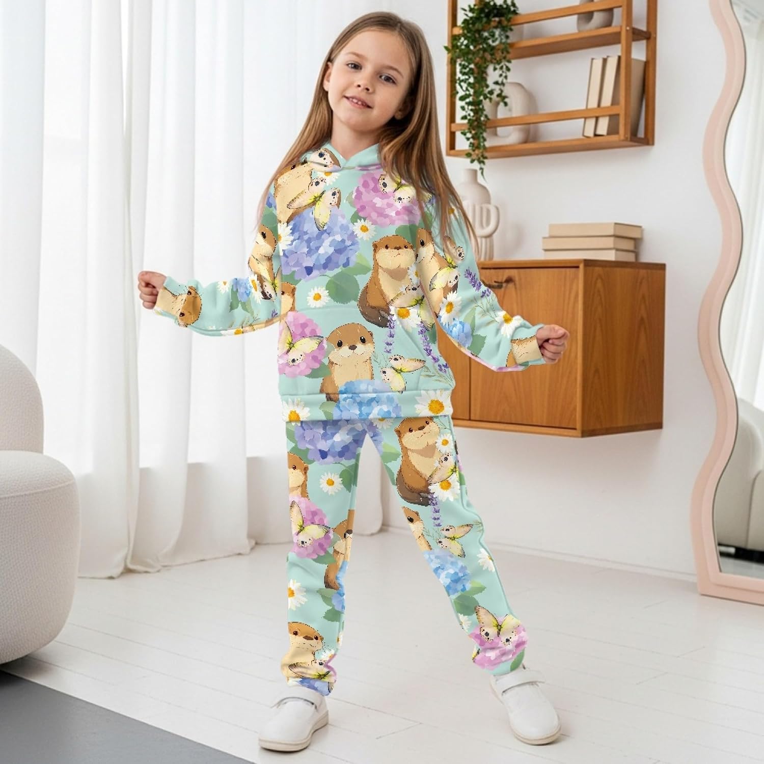 Hoodie Set for Boys Long Sleeve Pullover Sweatshirt Sweatpants Set Fall Girls Casual 2 Piece Sweatsuit