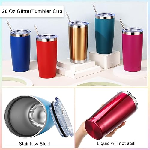 Miniatura 4 de Zhehao Paquete de 50 vasos de café de viaje aislados a granel de 20 onzas, vaso de acero inoxidable con tapa, popote recubierto de polvo, vaso