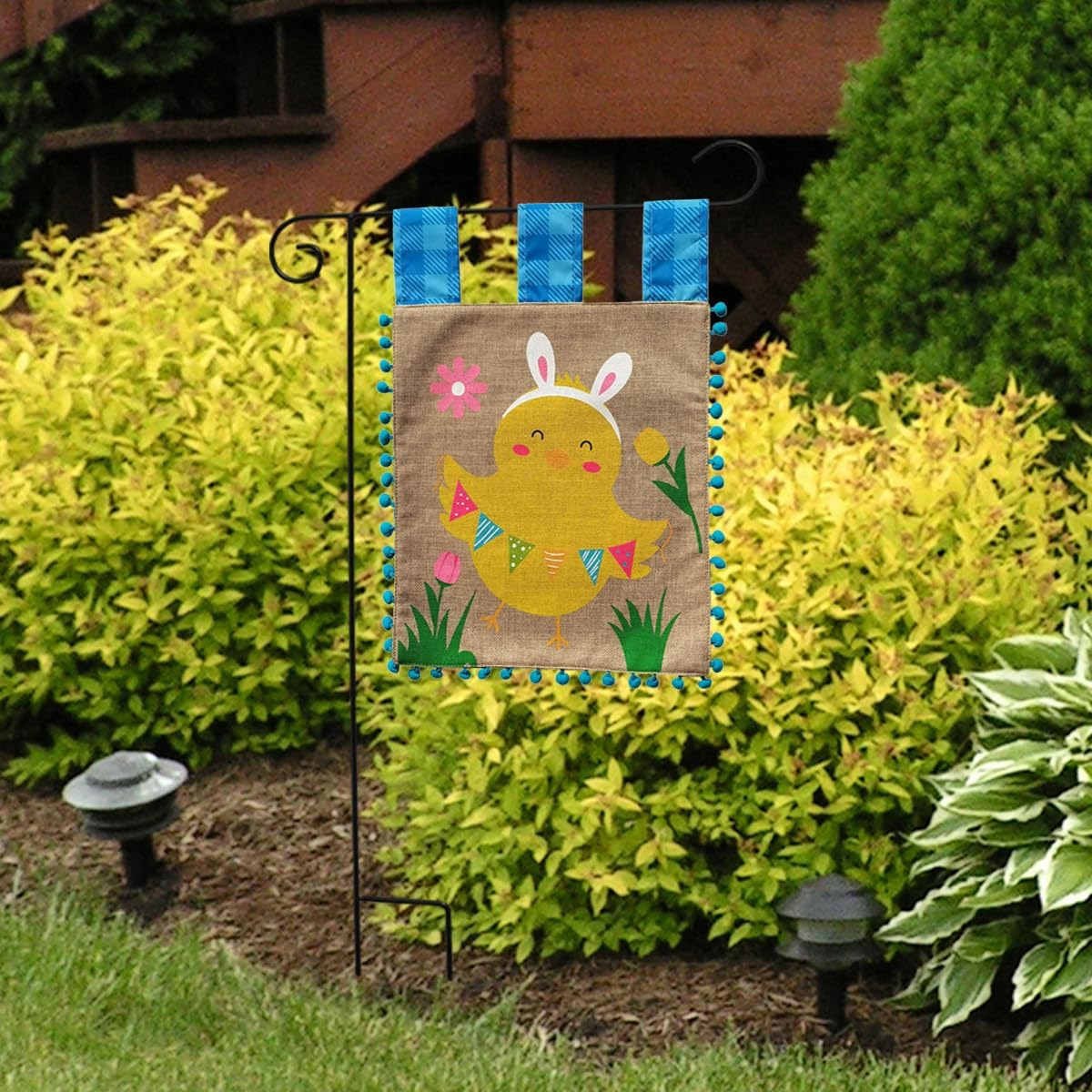 Happy Easter Hcick Burlap Garden Flag Holiday 12.5" x 18" Briarwood Lane