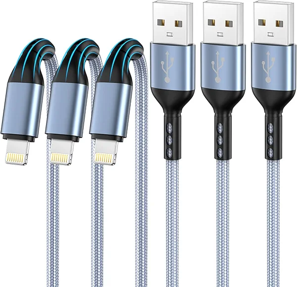 iPhone Charger 3pack 10FT Apple MFi Certified Nylon Braided Lightning Cable Fast Charging Long USB Charging Cable High Speed Transfer Cord for iPhone 14 13/12/11 Pro Max/XS MAX/XR/XS/X/8/7/Plus/6S