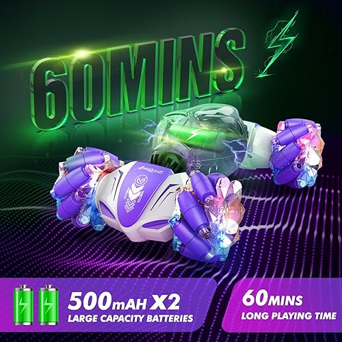 Miniatura 6 de Gesture - Coche de acrobacias controlado a mano para niños y niñas de 6 a 12 años, 4WD 2.4 GHz, control remoto, sensor de gestos, autos de juguete