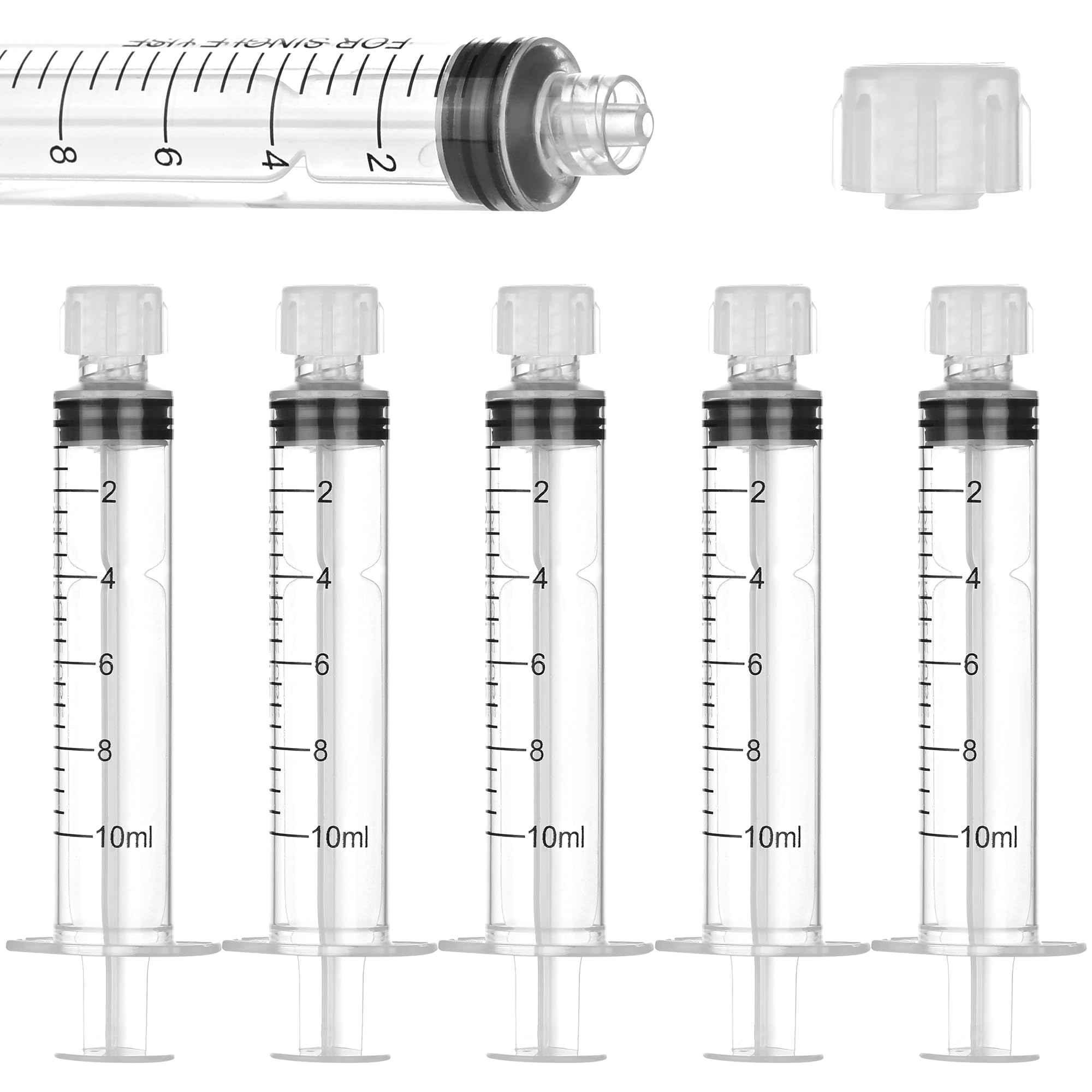 Photo 1 of 20 Pack 10ml/cc Luer Lock Syringe with Caps, Plastic Syringe without Needle for Liquid, Sterile Individually Wrapped