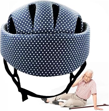 Protective Helmet for The Elderly, Soft Helmet for Adults Adjustable Head Circumference Thickened Soft and Breathable Prevents Head Injuries During Epileptic Seizures Blue,L