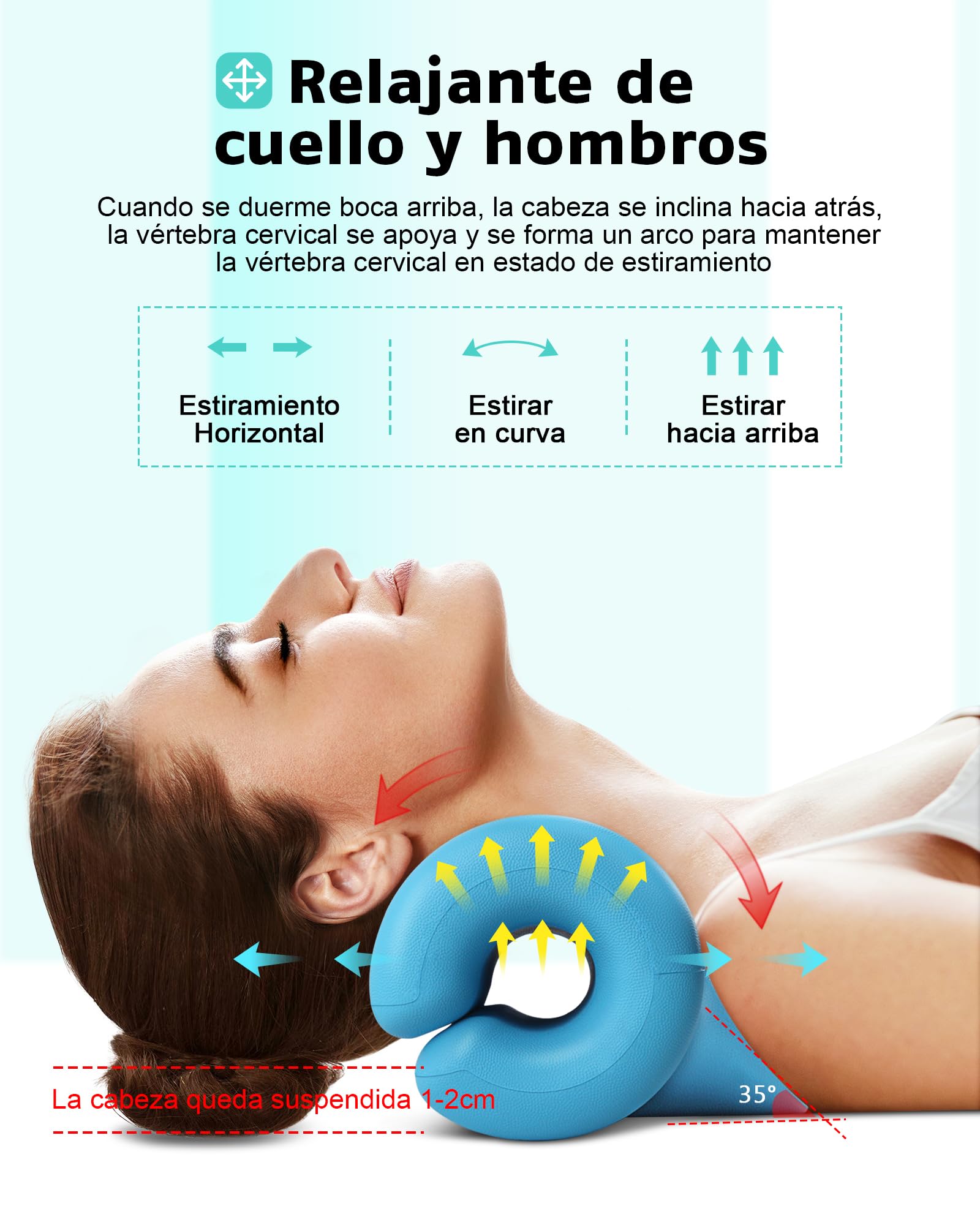 Almohada Cervical Ortopédica para Aliviar Dolor de Cuello, Camilla de Estiramiento Cervical para Hombros y Vértebras, Corrector de Postura para Casa/Oficina