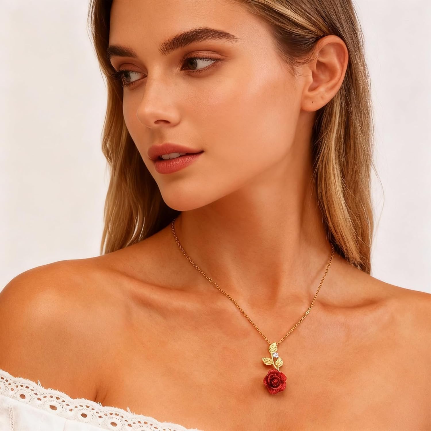 Dcfywl731 Flower Necklace for Women Rose Gold Flower Choker Necklace Valentines Day Gifts Romantic Jewelry Gift for Her - Image 3