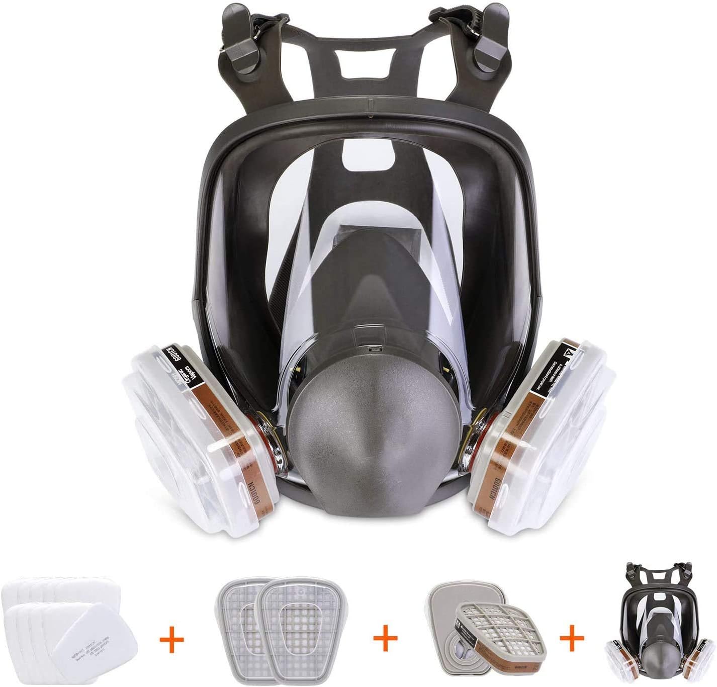 15in1 Full Face cover Large Size,Full Face Wide Field of View,Widely Used in Organic Gas,Paint spary, Chemical,Woodworking(for 6800 face cover)
