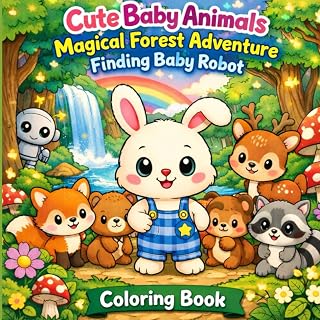 CUTE BABY ANIMAL-ROBOT ADVENTURE WITH FRIENDS, PREMIUM COLORBOOK FOR TODDLERS & KIDS ALL AGE, 34 PAGES, FUN STORY TO COLOUR IT YOUR CHILD WILL ABSOLUTLY LOVE THIS GIFT.
