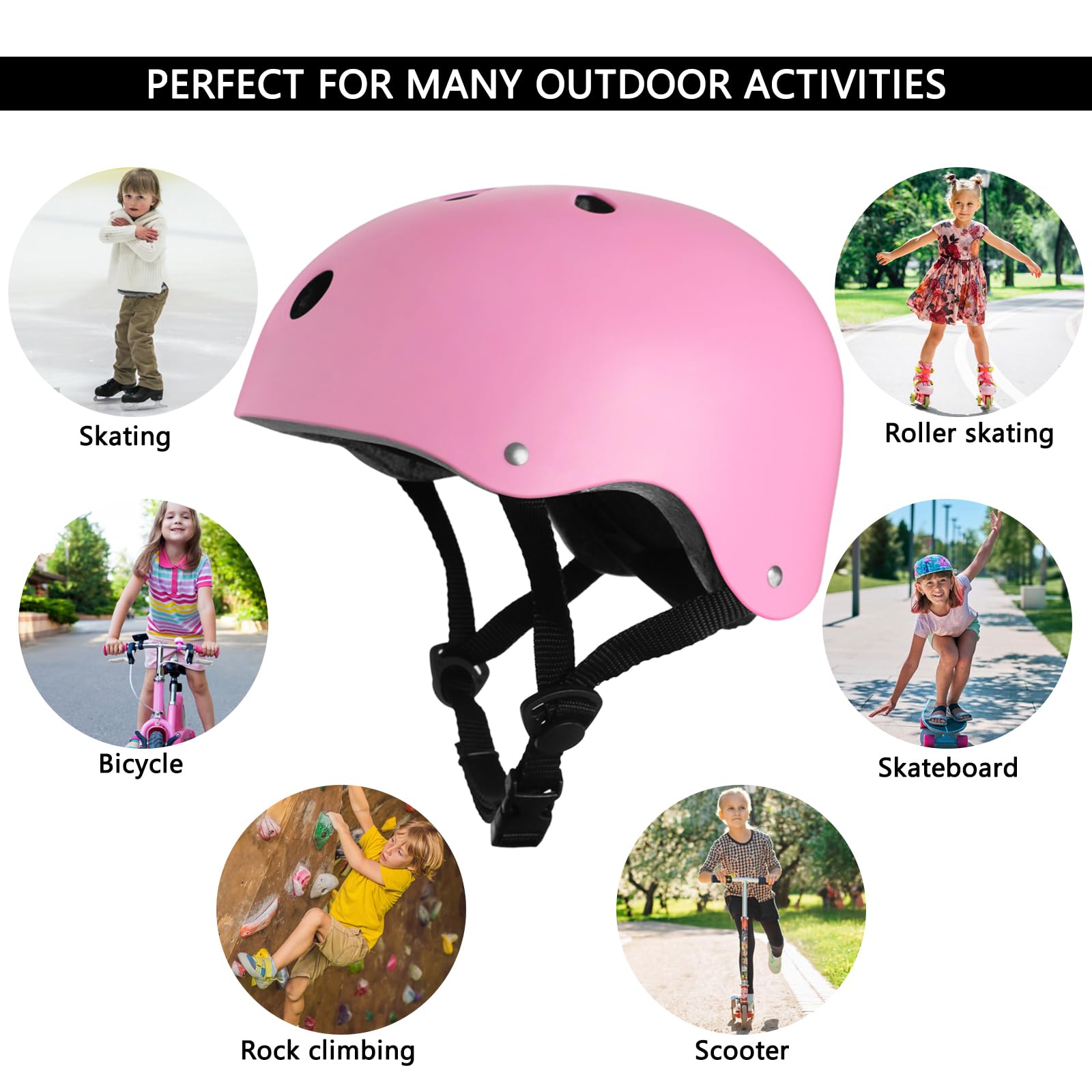 Casco de bicicleta para niños, casco para niños de 3 a 5 a 8 años, casco de monopatín con rodilleras, coderas y muñequeras para niños y niñas, conjunto de equipo de protección para patinaje, ciclismo 5