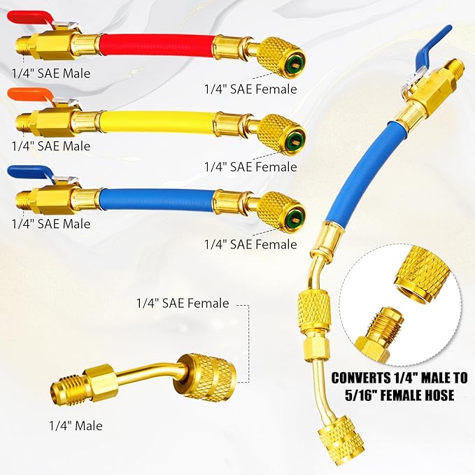Kit de 7 Piezas Válvula Esférica y Adaptador para Aire Acondicionado miniatura 5