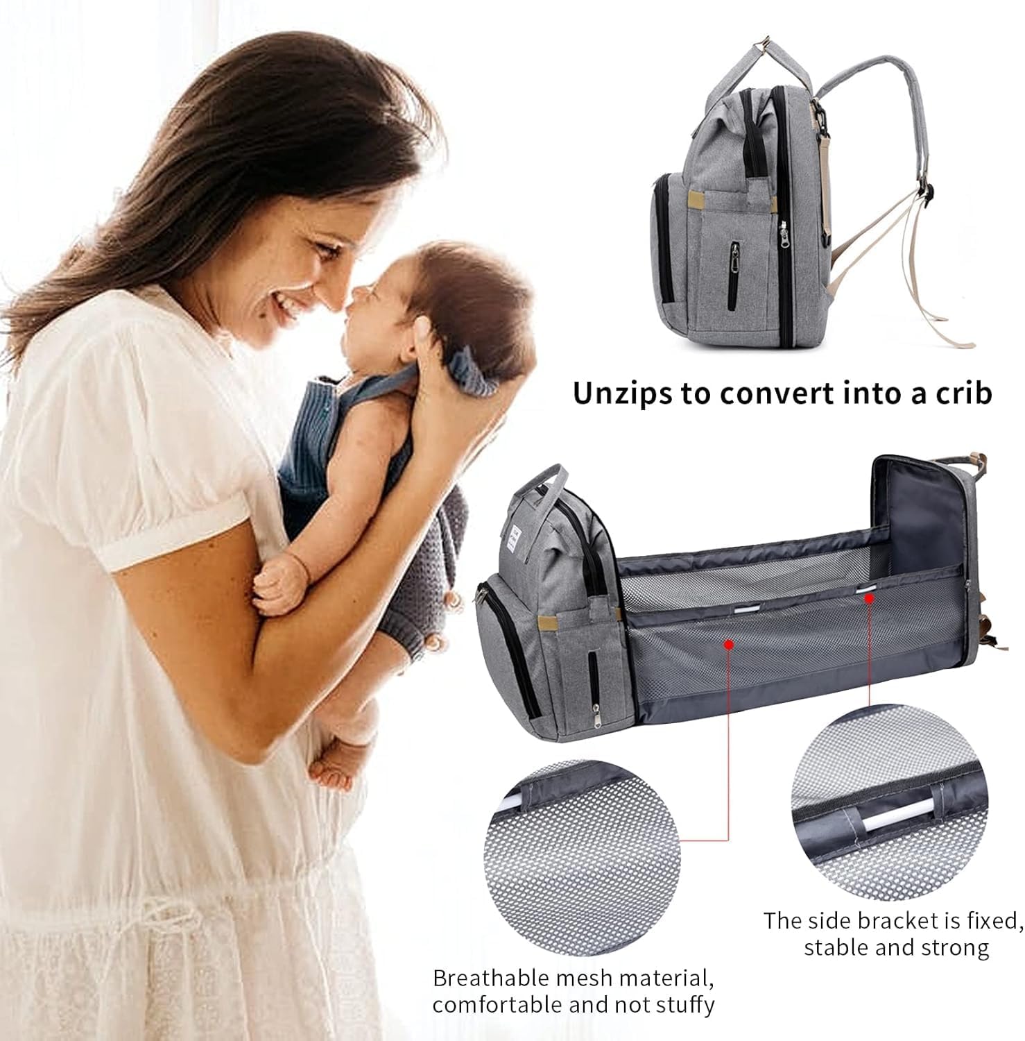 Personalized 3 in 1 Diaper Bag Backpack with Changing Station, Multifunctional Large Baby Diaper Bags for Boys & Girls Portable, Custom Lightweight Changing Bag, Newborn Baby Essential Gifts