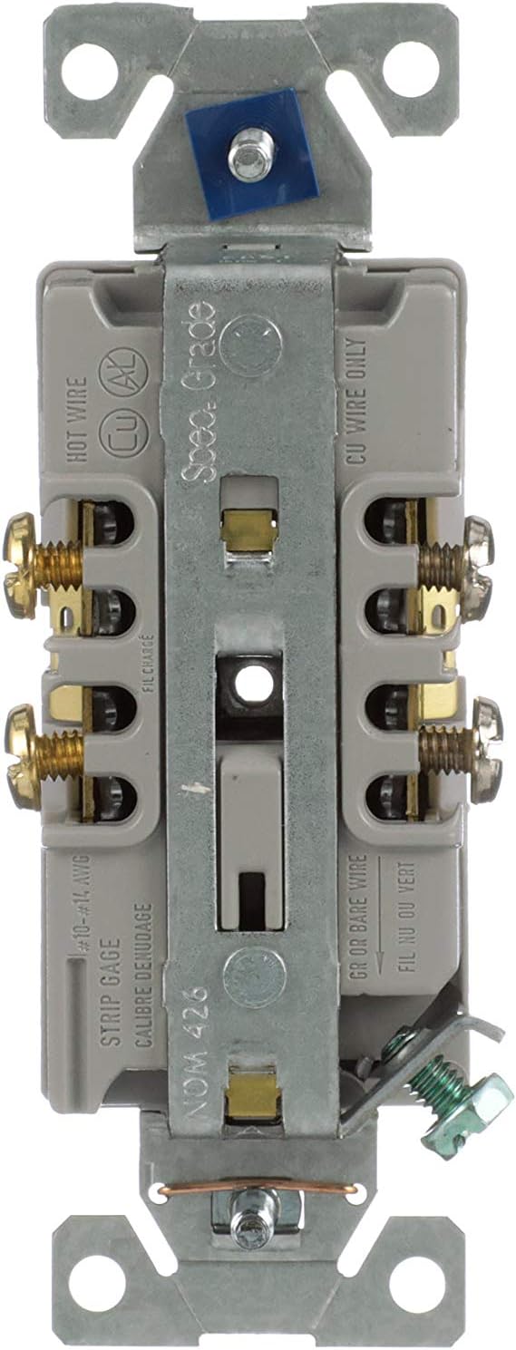 Eaton BR15GY 15-Amp 125-volt Commercial Grade Straight Blade Duplex Receptacle, Gray Color