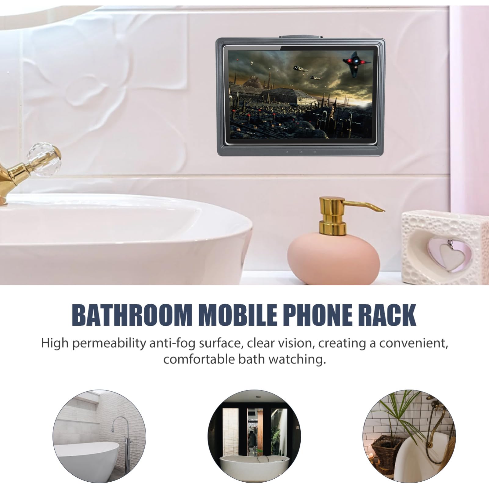Veemoon Handyhülle für Dusche und Bad Wandhalterung aus Abs und Pet Platzsparende Versiegelte Aufbewahrung für Smartphone