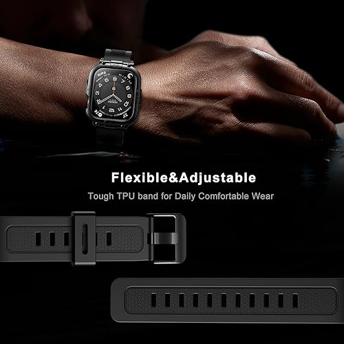 Miniatura 3 de Mosonio Caja Deportiva Resistente con Correa para Apple Watch Banda 46mm 45mm 44mm 42mm (S11S10)41mm 40mm, Correas Ligeras de TPU con Cubierta y