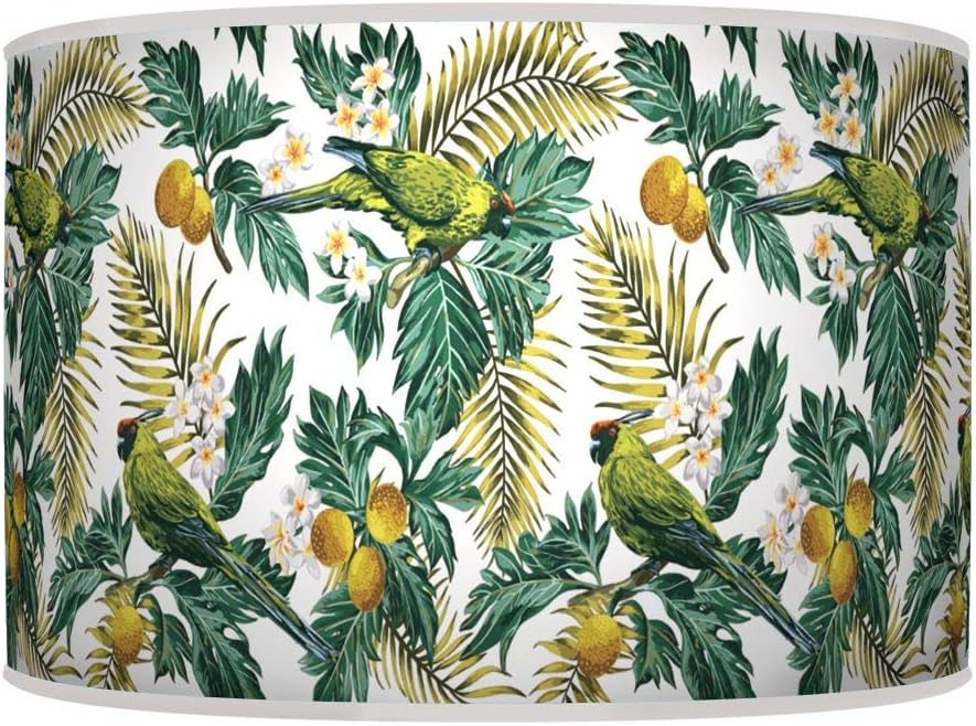 ARK HOUSE 60cm (24") Tropical Leaves Green Birds HANDMADE LAMPSHADE GICLEE PRINTED FABRIC PENDANT CEILING LIGHT SHADE 925 (For Table Or Floor Lamp)