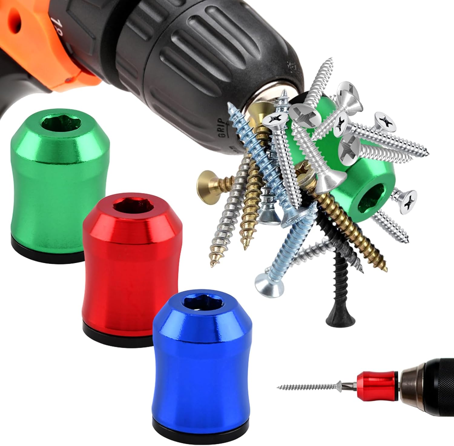 3PCS Screwdriver Head Magnetic Ring, 2026 New Strong Magnetic Screw Ring, for Power Bits & Hex Screwdrivers,Magnetic-Screw Holder Ring for Hex Screwdriver and Power Bits