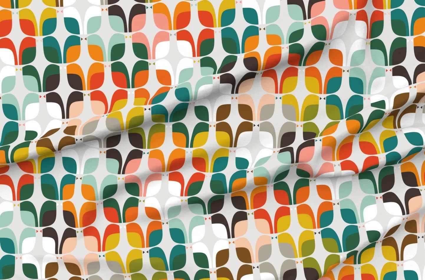 Spoonflower Fabric - Mid Century Birds Whimsical Retro Atomic Era 1950S 1960S Look Printed on Petal Signature Cotton Fabric Fat Quarter - Sewing Quilting Apparel Crafts Decor