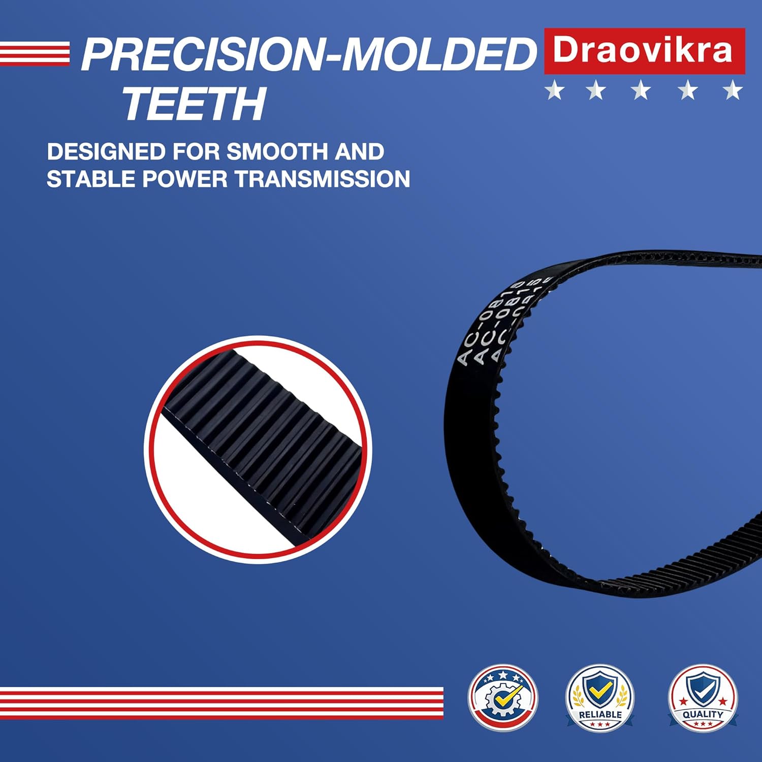 AC-0815 Timing Belt for Air Compressor, Replacement Drive Belt CAC-1311 CAC-1342, Fits CF2600 D55141 CP503 Models, 1 Pack Durable Rubber Belt, Easy Installation
