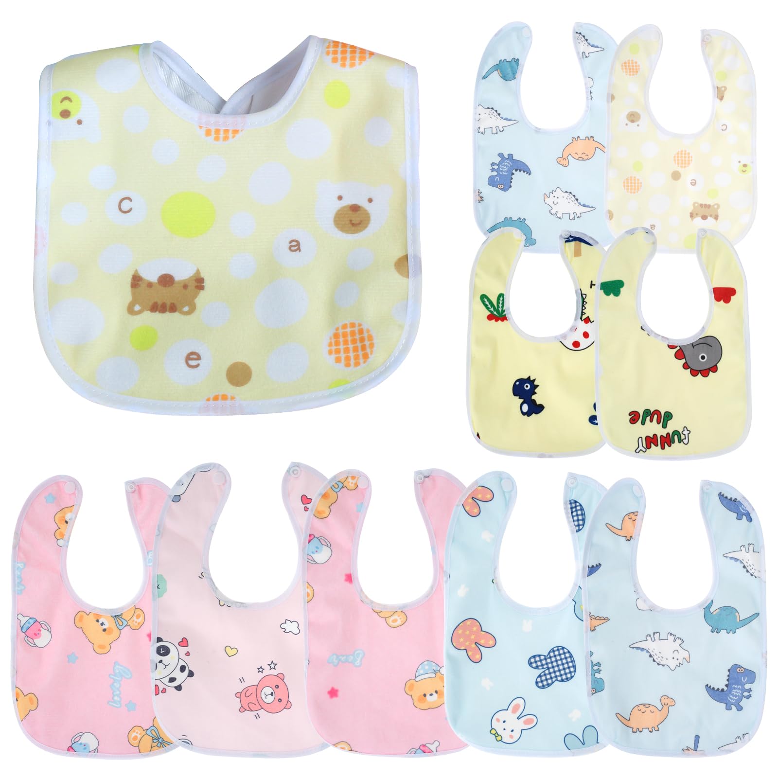 Foppla Baby Bib,Breathable Baby Feeding Bibs,Skin-friendly Drool Bib Set with Good Absorbent Baby Bandana Bib Set Waterproof Neckerchiefs for Baby Toddlers (10pcs)