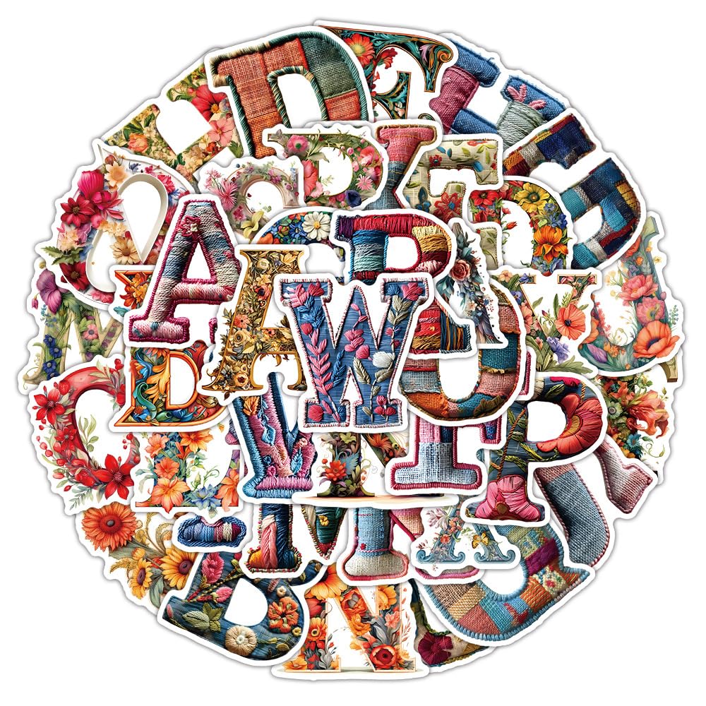 50 Pieces Retro Alphabet Stickers for Water Bottle - Image 4