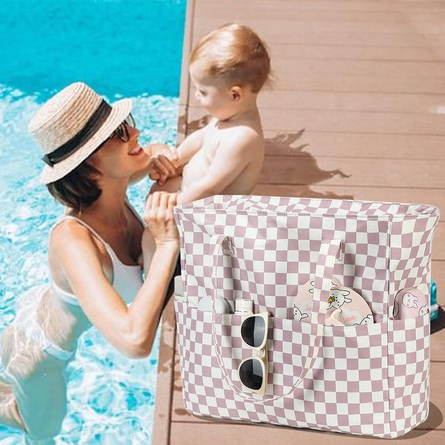 LEDAOU Beach Bag Waterproof Sandproof Women Beach Tote Pool Bag with Zipper for Gym Grocery Travel with Wet Pocket | Sandproof, with Zipper, for Gym, Grocery, Travel, with Wet Pocket - Image 7