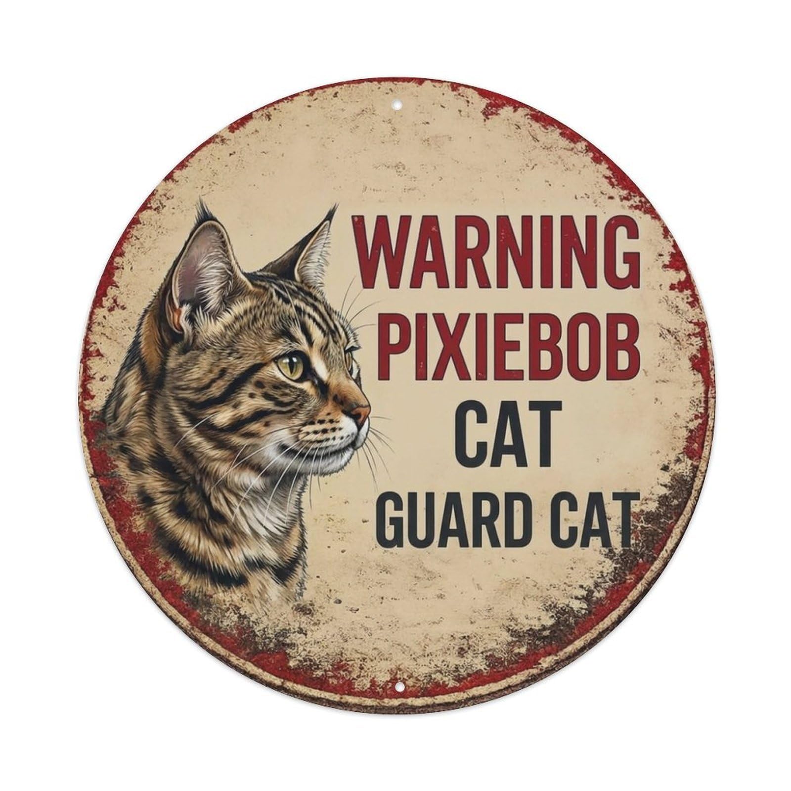 Tgrcjimh Style Metal Tin Sign Vintage Warning Pixiebob Cat