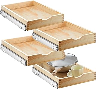 25 Small Kitchen Ideas That Make Tight Spaces Feel Bigger 42 Sintuff 4 Set Wooden Pull out Tray Cabinet Organizer Soft Close Roll out...