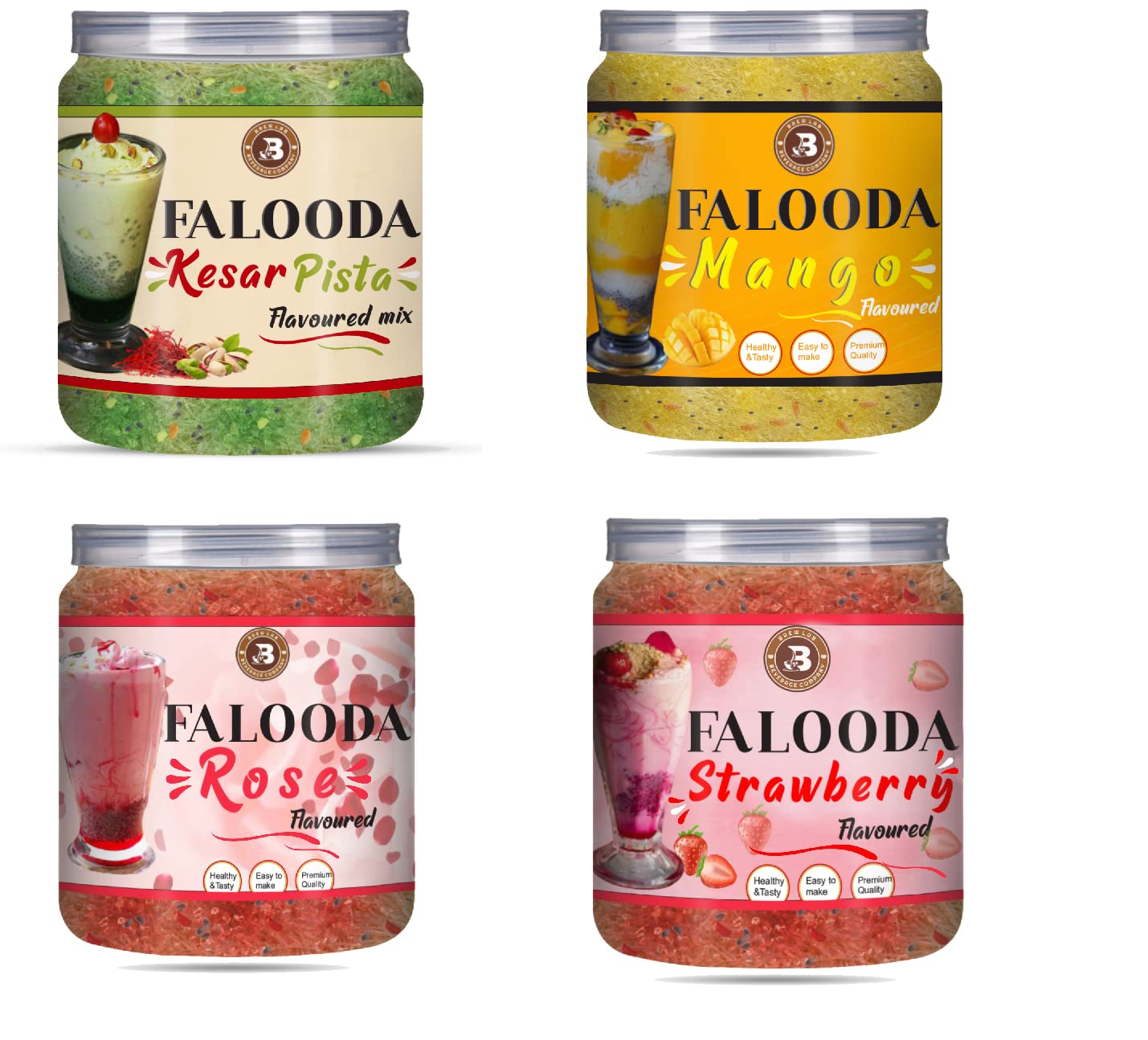 Brew Lab Combo-Instant Falooda Mix | Kesar Pista, Mango, Rose, Strawberry Flavour Each 250 g-image-29