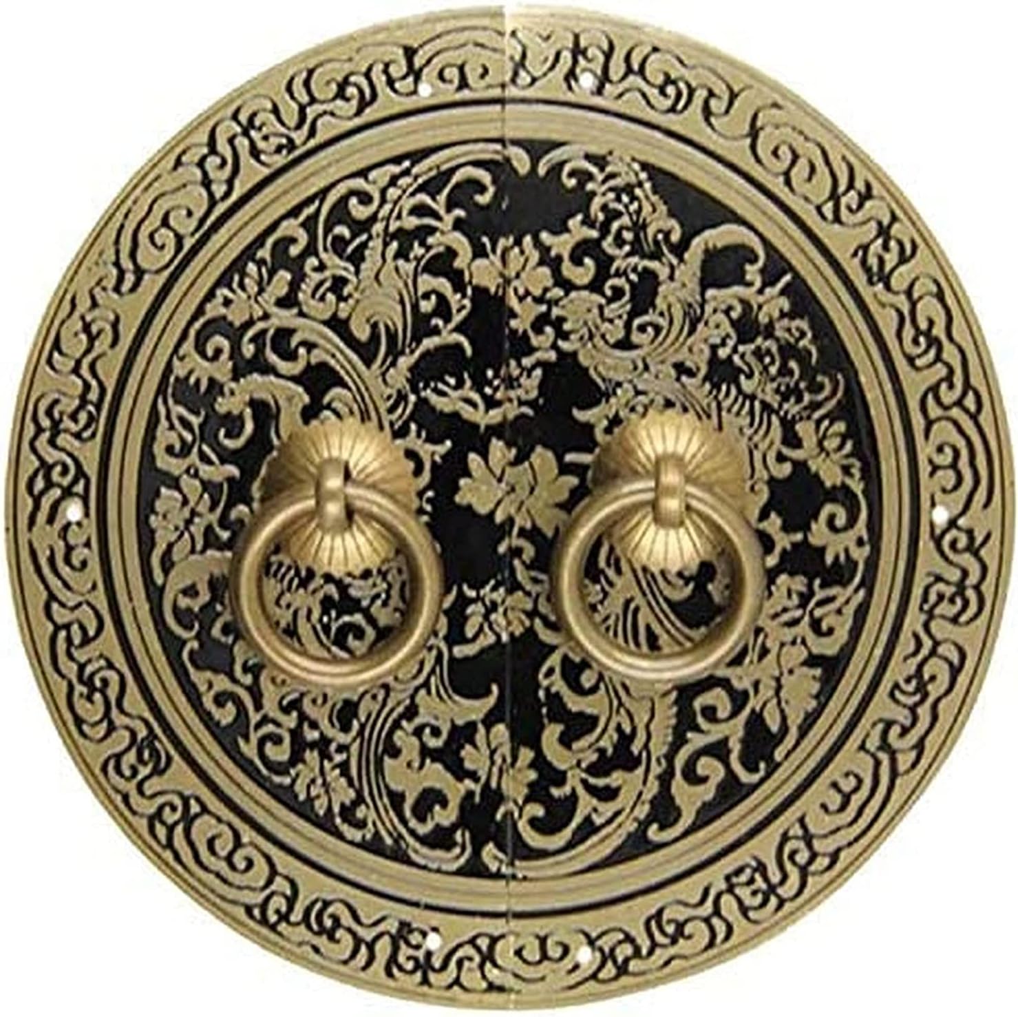 Classical Door Handle Knocker Chinese Door Handle Copper Handle Round Brass Handle Antique ming and Qing Handles Door Lock Furniture Closet Door Handle (J)