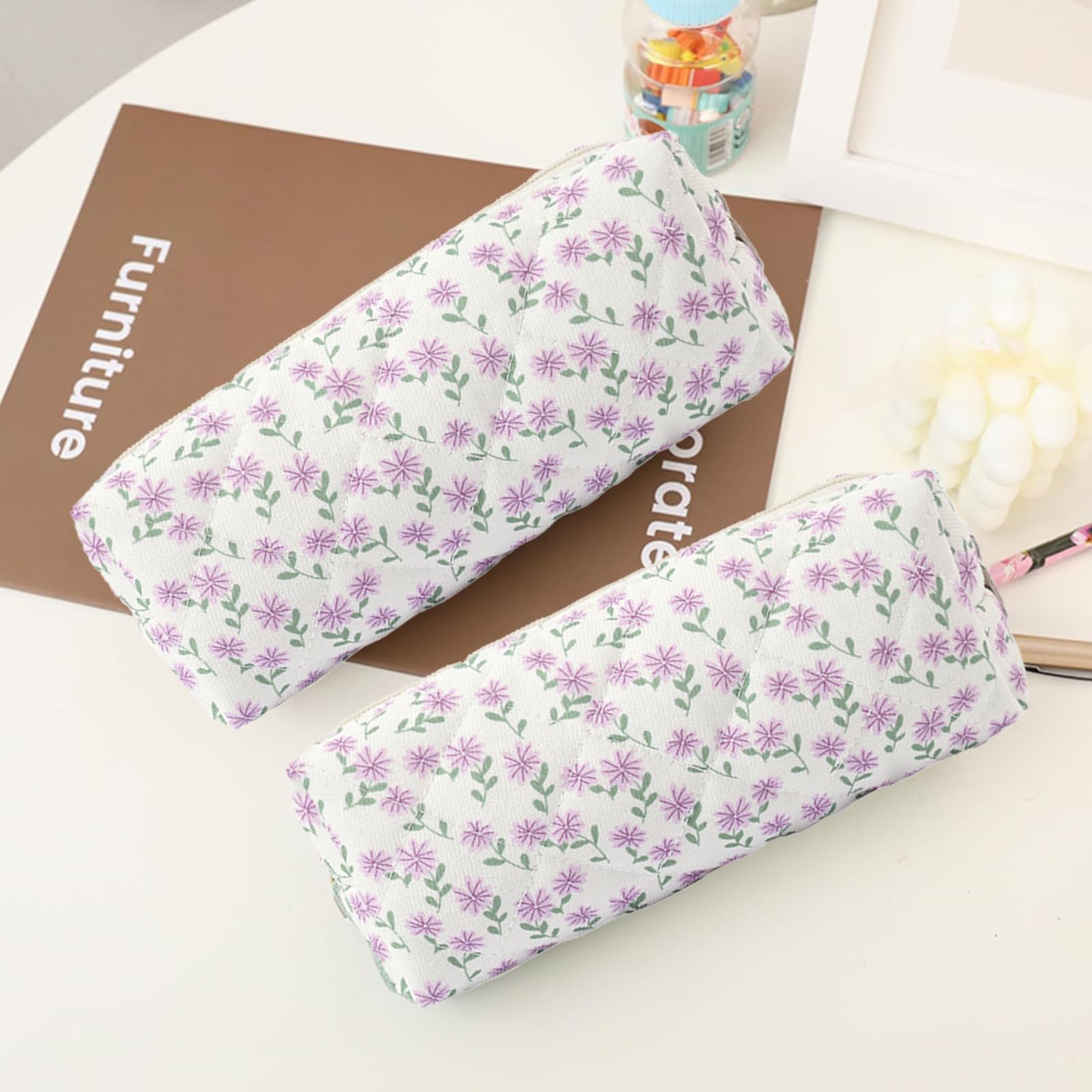 Qiwenr Pencil case, Pencil case with, the Cartoon Bag is Small and Cute and can be Used as a Money Bag (Purple) - Image 3