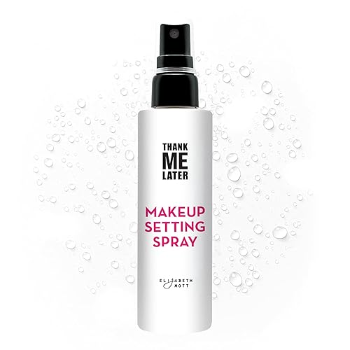 Vista 11 de Espray fijador de maquillaje facial Elizabeth Mott Thank Me Later para piel grasa. Espray de acabado mate, hidratante y ligero. Sin crueldad