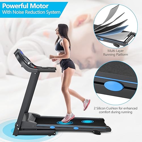 Miniatura 3 de GYMAX Caminadora plegable, máquina de correr manual de 2.25 HP con pantalla LCD, 12 programas preestablecidos y monitor de frecuencia cardíaca,