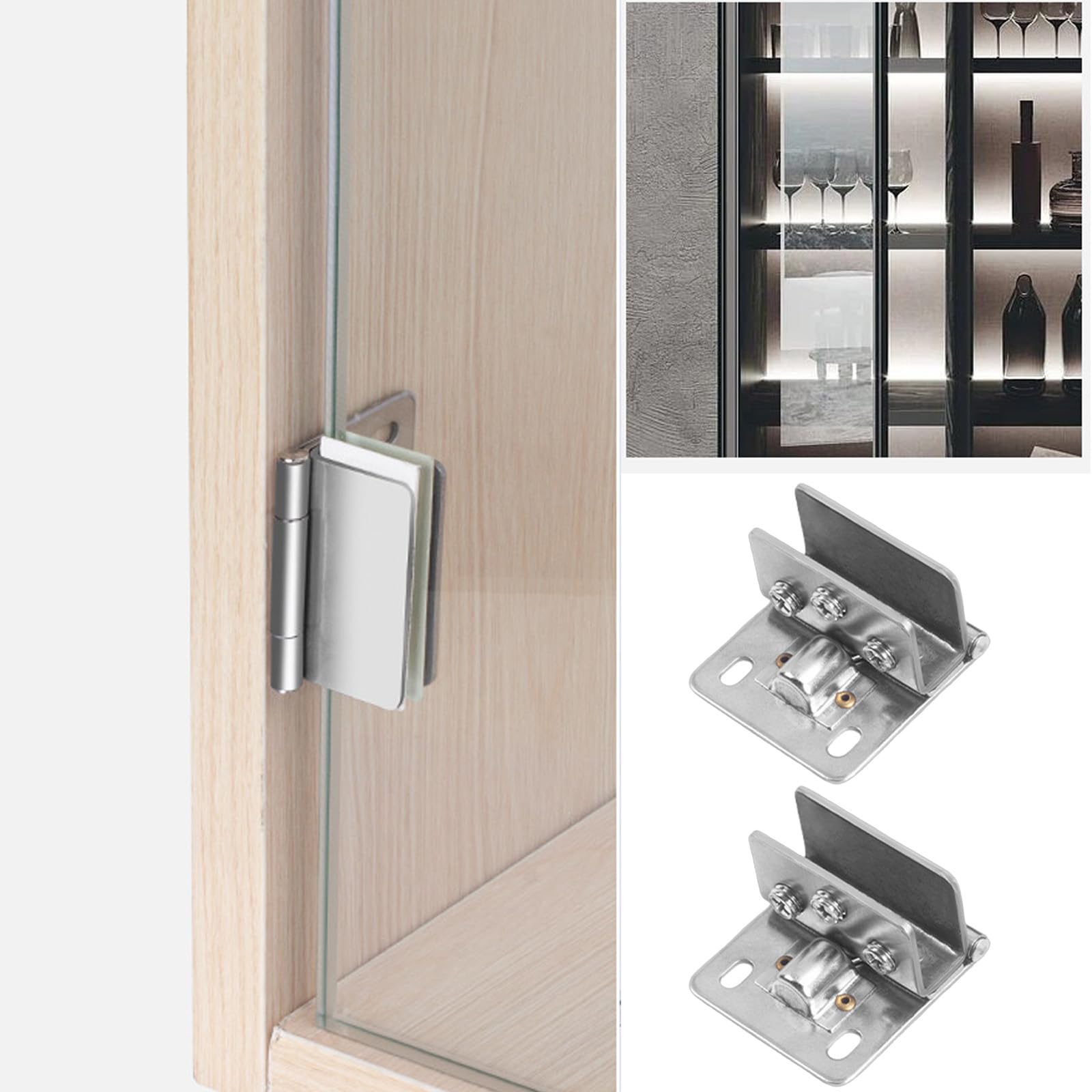 2 Pcs Glass Door Hinges Stainless Steel Single Side Clamp Hinges for Glass Thickness 5-7mm, Small - Image 3