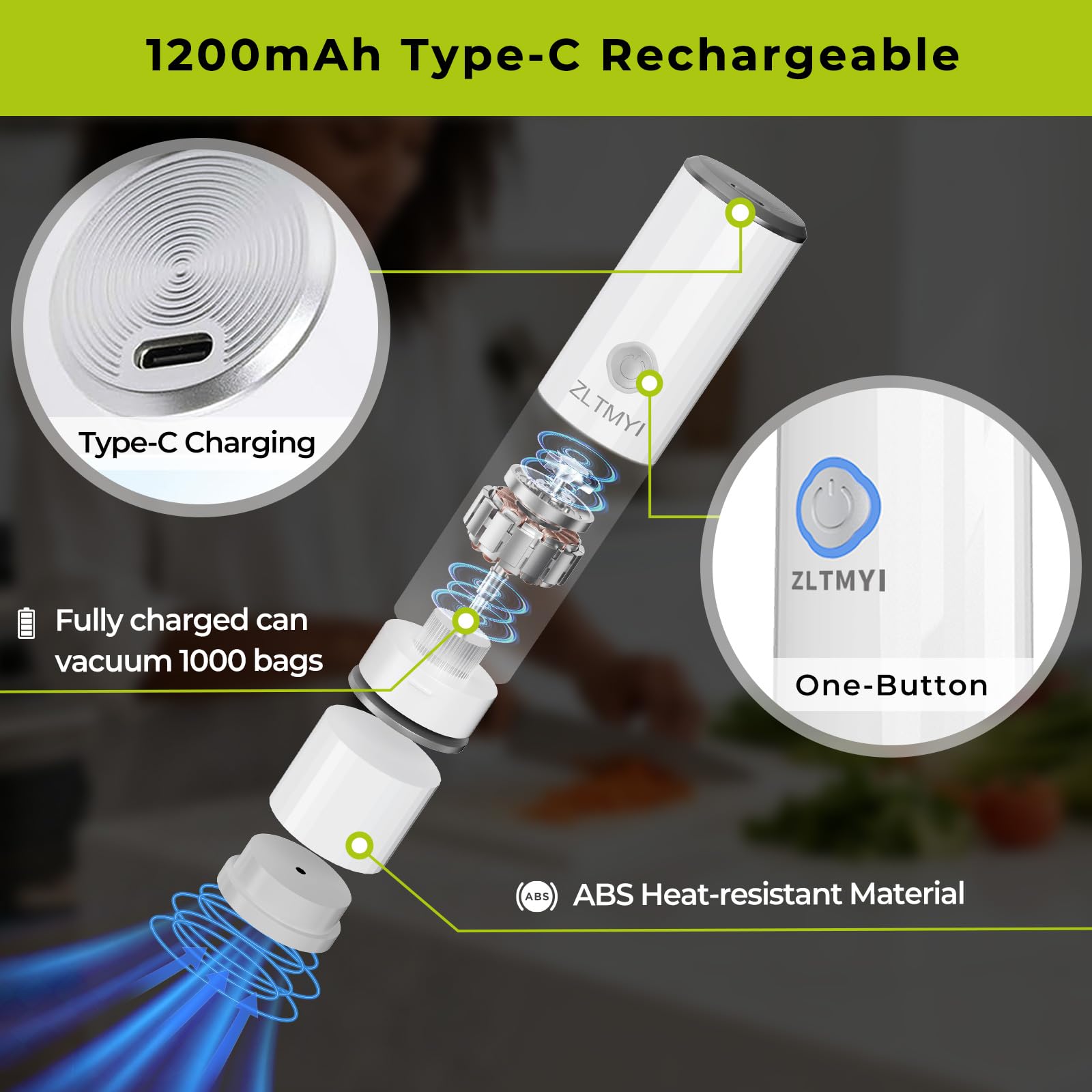 Sellador al vacío de mano para alimentos, máquina selladora al vacío compacta, portátil, recargable e inalámbrica, incluye 30 bolsas selladoras al vacío reutilizables, ideales para conservación fresca