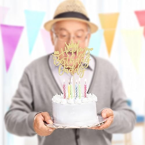 Miniatura 6 de Gyufise 1 pieza de decoración de pastel de feliz cumpleaños con purpurina dorada para el Día del Padre, para papá, cumpleaños, día del padre,