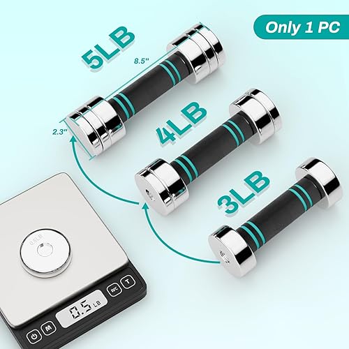 Miniatura 5 de LIFERUN Single Steel Adjustable Dumbbell, 5/10/15lb Free Weight Single Dumbbell, Non-Slip and Comfortable Foam Handle, Adjustable Single Dumbbell