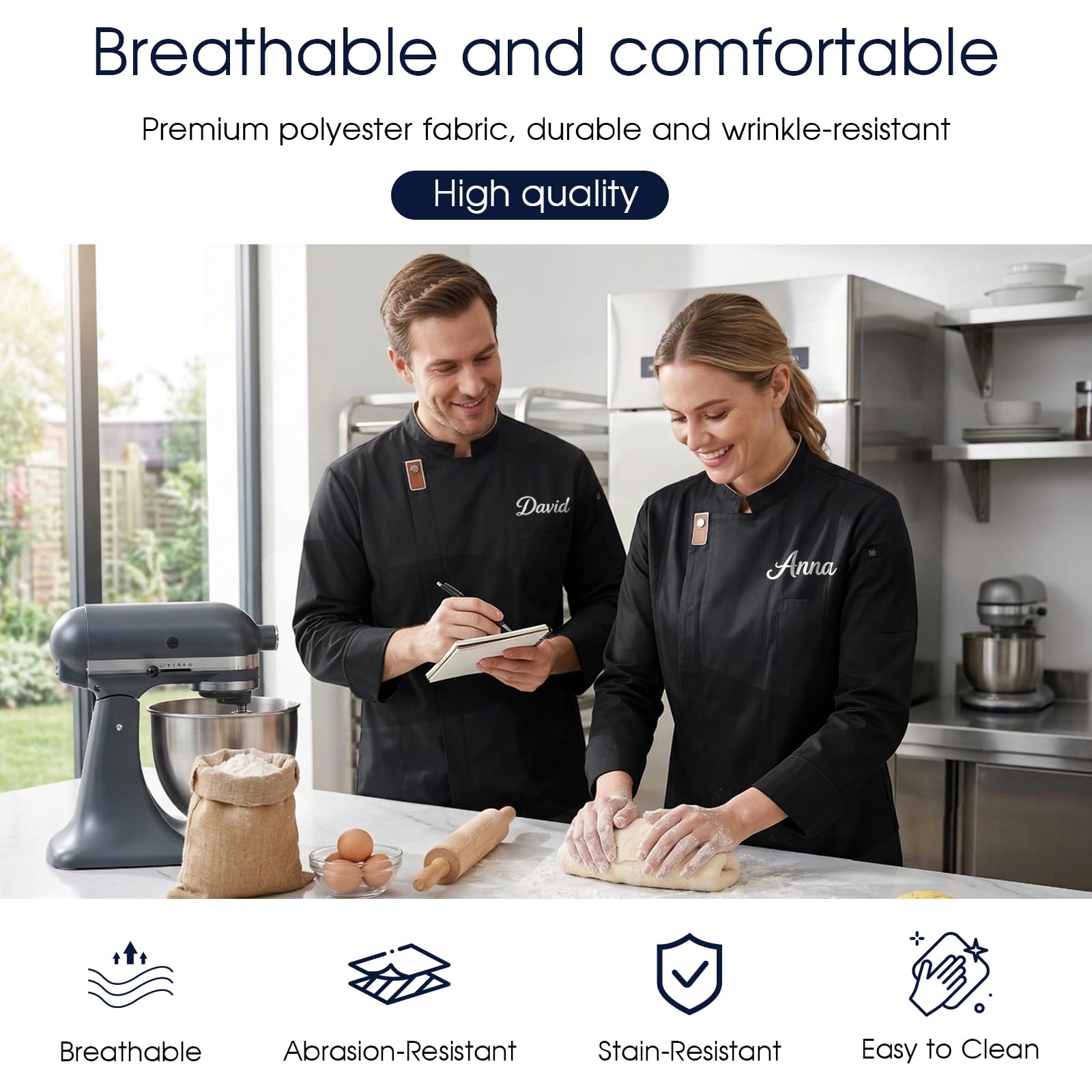 Manteau de Chef brodé personnalisé, Veste de Chef personnalisée,Veste De Cuisine Homme Custom Tenue de Cuisine Femmes