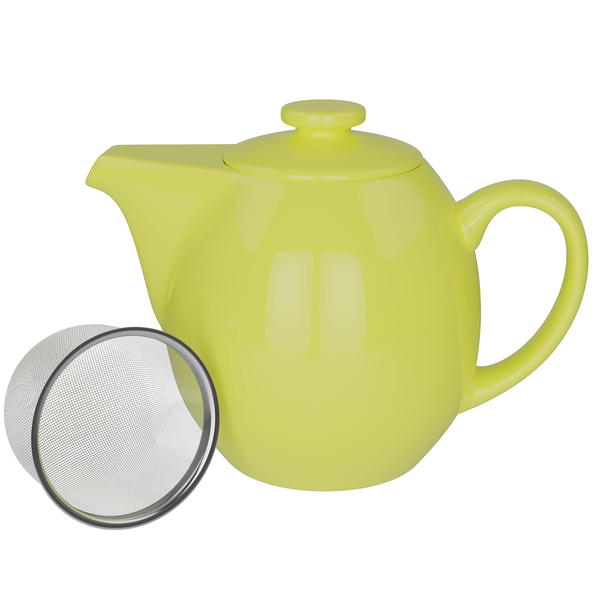 omniware 24 oz stoneware teapot with stainless steel mesh infuser (simply red) - microwave & dishwasher safe, removable infuser, retro-style kitchenware ideal for loose tea brewing