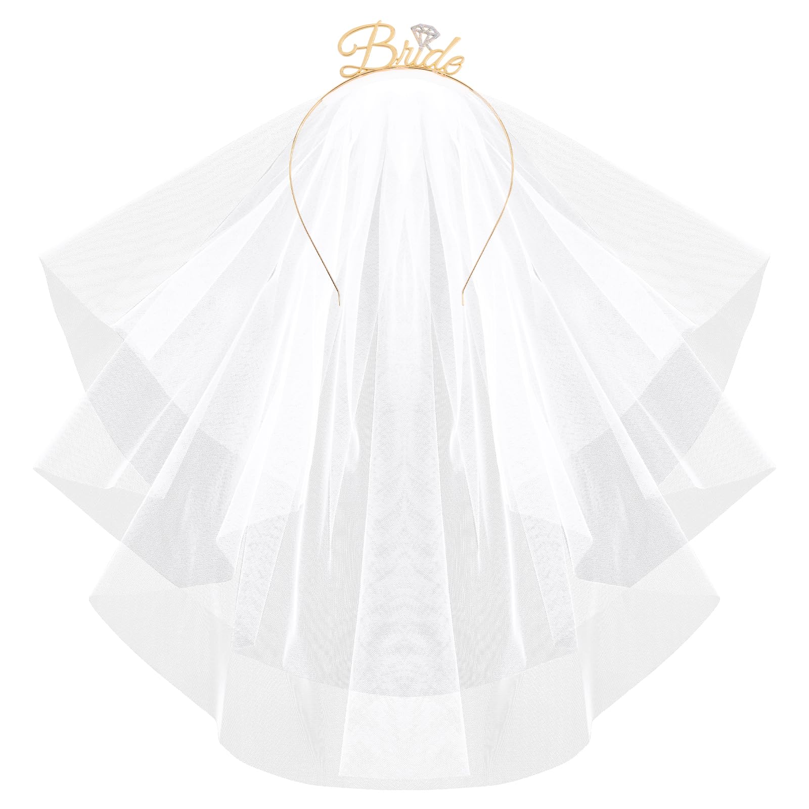 BOFUNX Serre-tête De Mariée Diadème Voile Doré Bandeaux Cheveux