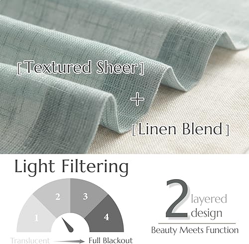 Miniatura 3 de jinchan Cortina transparente de lino con textura para cocina, sala de estar, dormitorio, cenefa de gasa para ventana de ventana que filtra la luz,