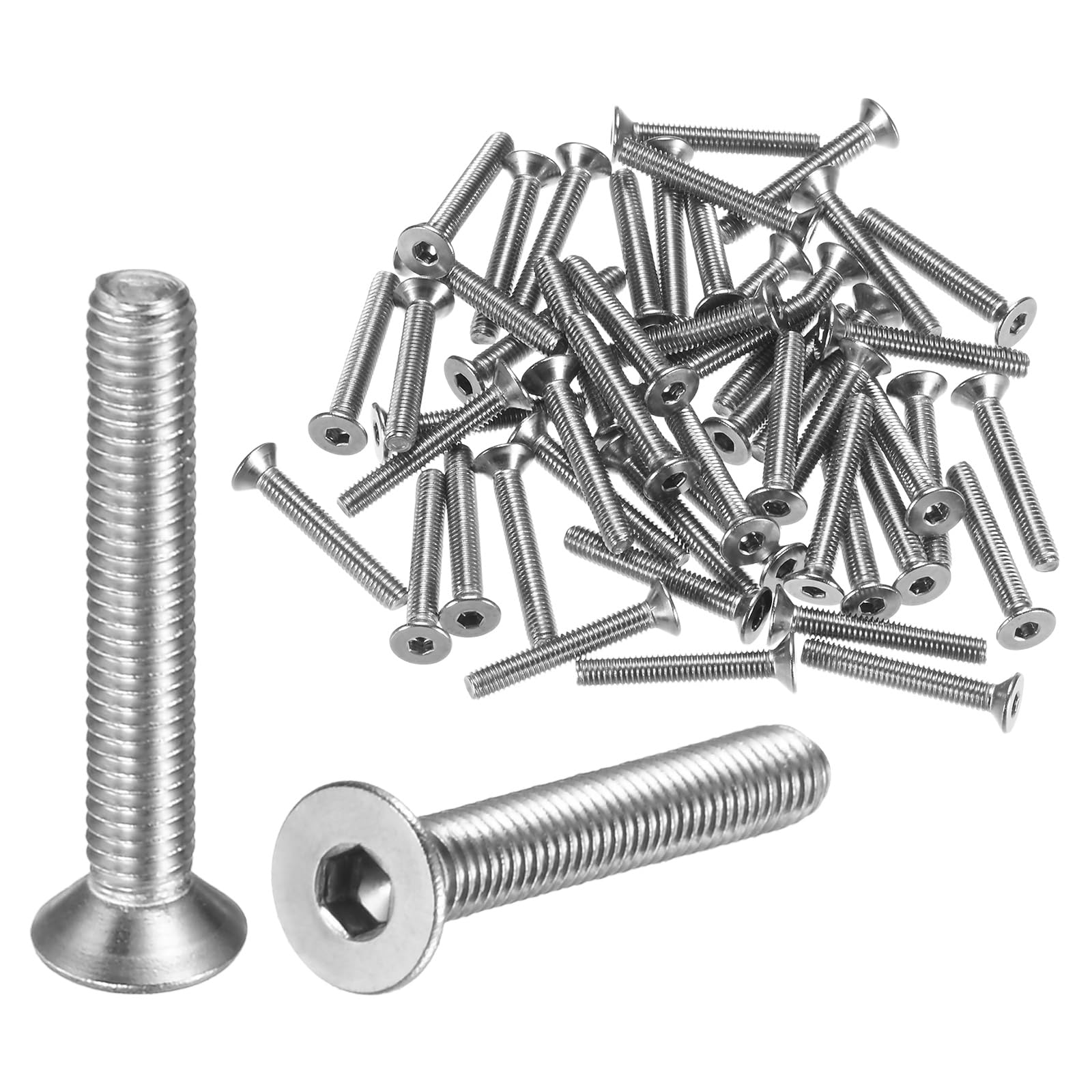 M METERXITY 50-Pack Flat Head Machine Screws M3 x 20mm Inner Hex Socket Cap Screws 304 Stainless Steel Socket Countersunk Fasteners Bolts for Electronics/Machinery Equipment/Home