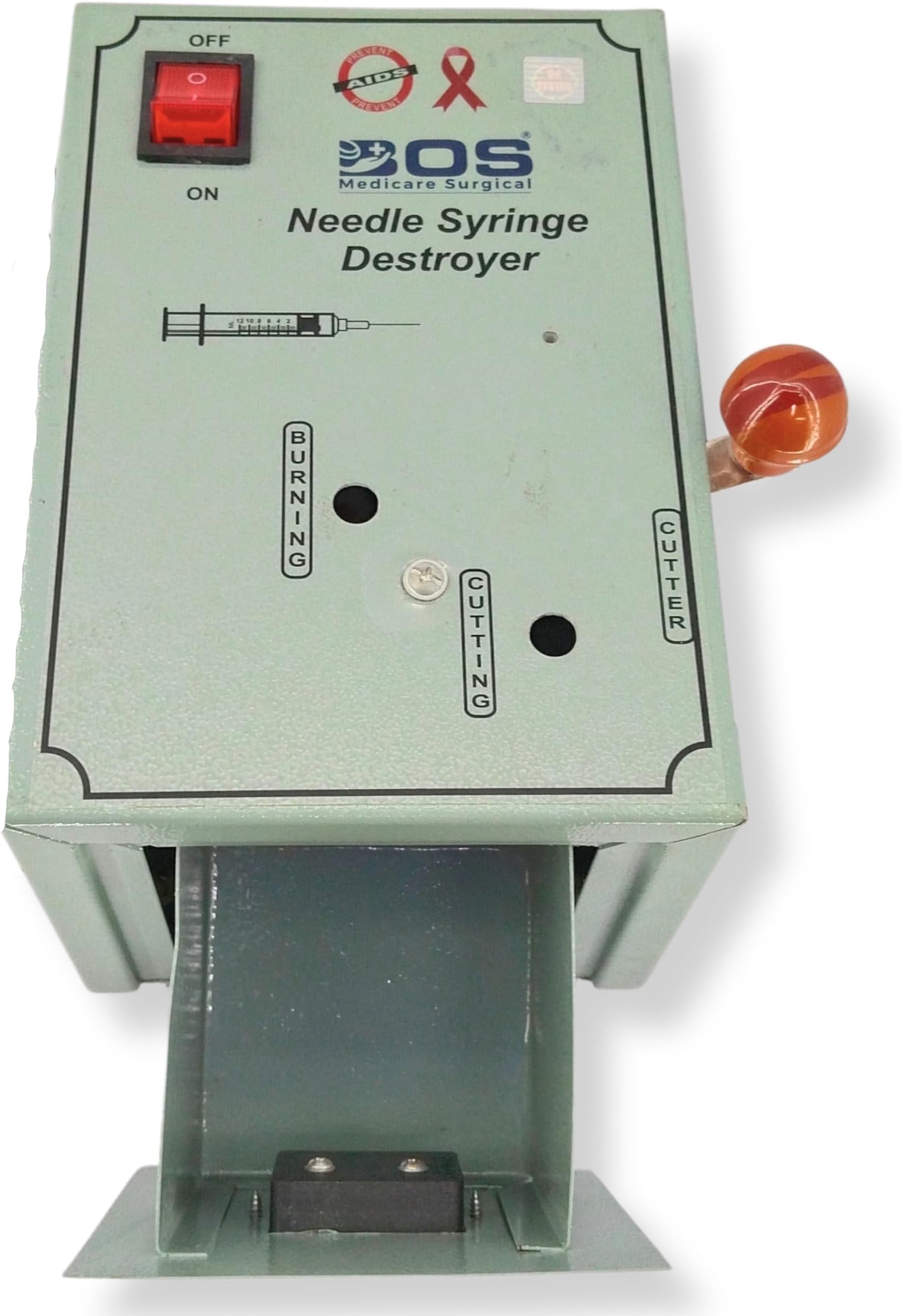 Bos Medicare Surgical syringe needle destroyer electric heavy duty powerful, faster,and easy to operation Needles Burner and Syringes Cutter (syringe needle destroyer Powder Coated)