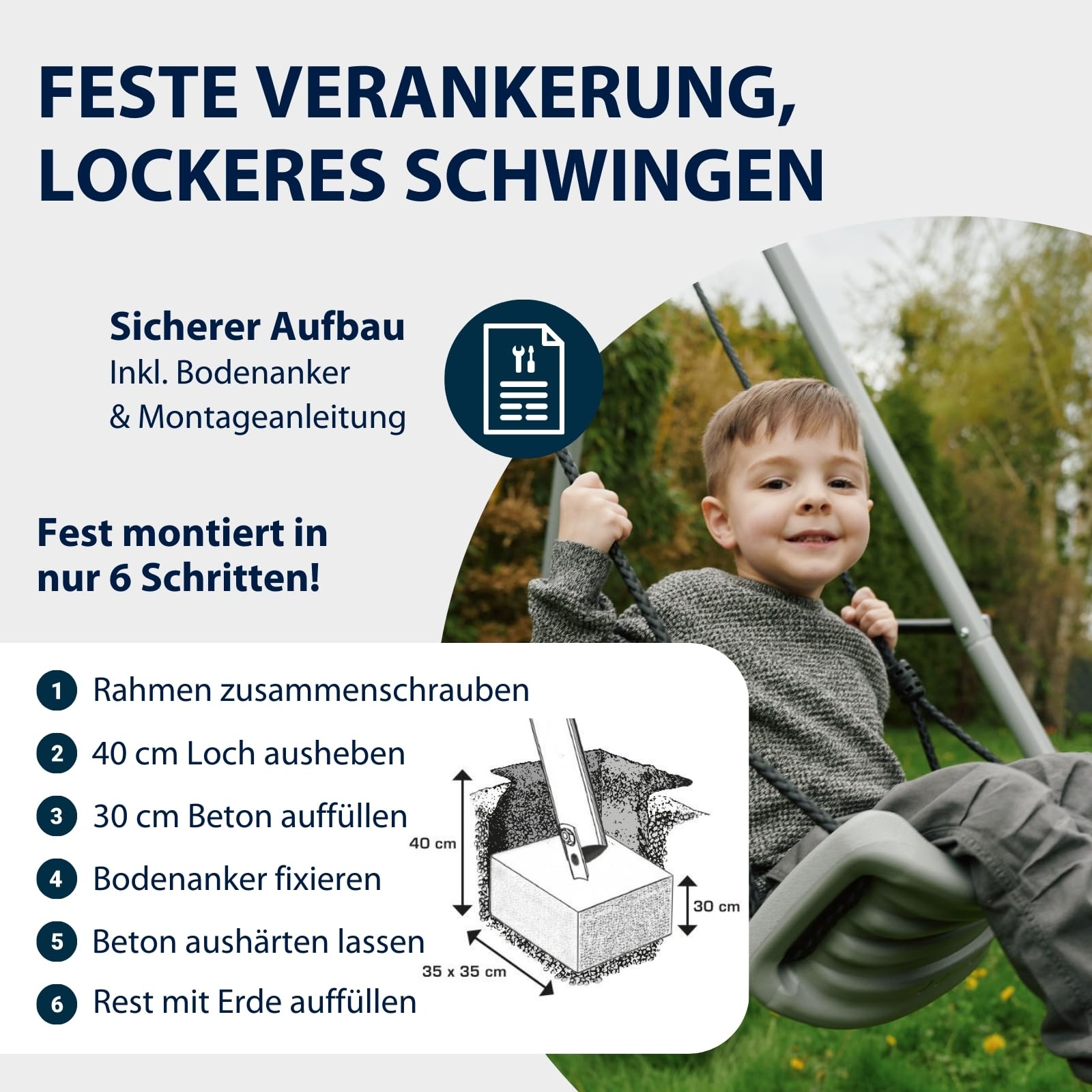 HUDORA Start Schaukelgestell inkl. Schaukelbrett - Wetterfeste Outdoor-Schaukel aus hochwertigem Stahl - Sichere Kinderschaukel für den Garten - Schaukel-Gestell für Kinder mit verstellbaren Seilen