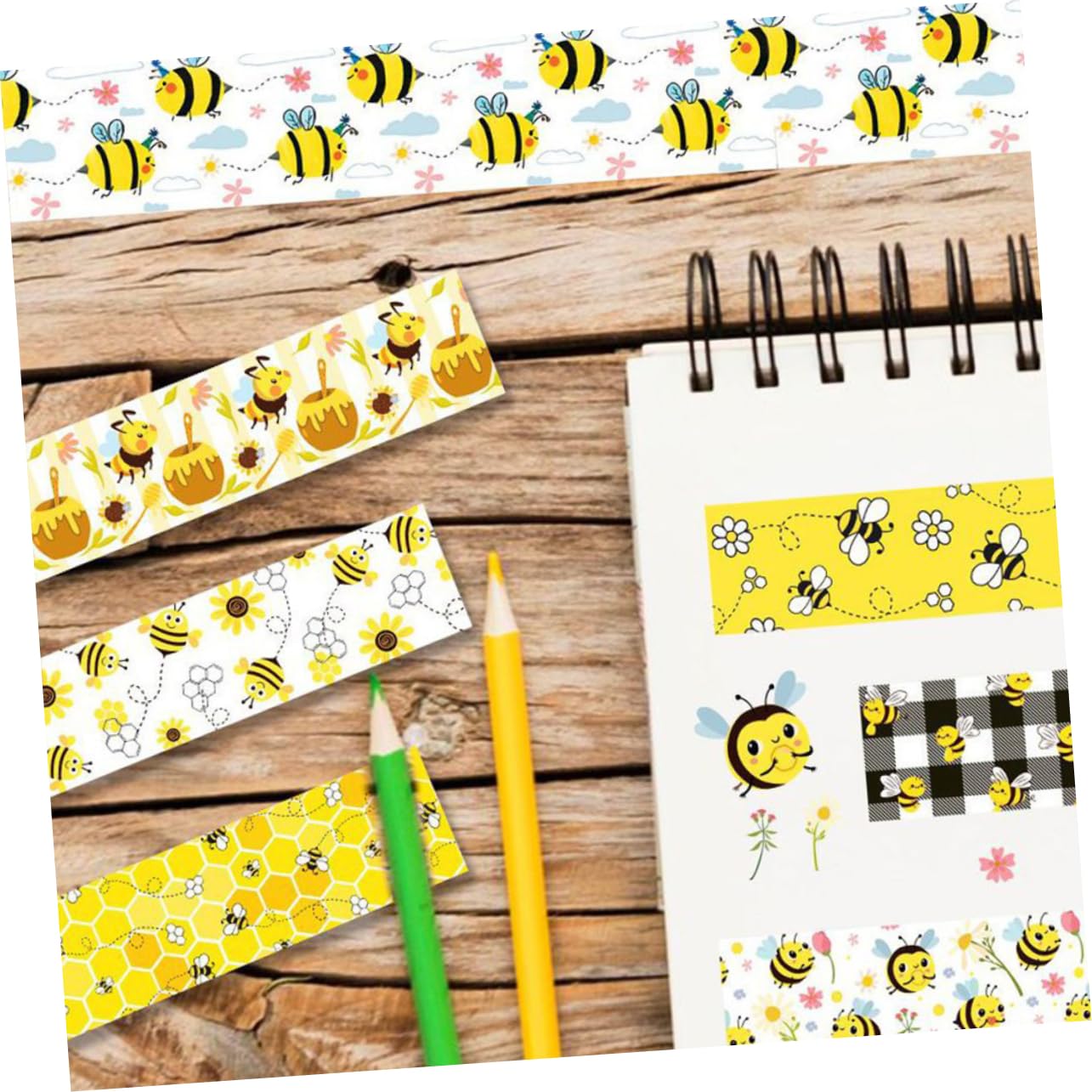 Tofficu 48 Rollos De De Flor De Abeja Cintas Autoadhesivas De Bricolaje De Papelería Artesanal Washi De Color Adhesiva Washi Con Temática De