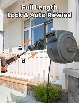 Giraffe Tools Garden Hose Reel Kit 30m Retractable Wall Mounted