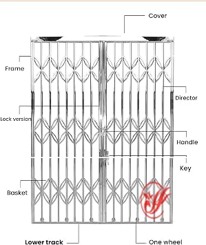Outdoor Retractable Foldable Sliding Gate, 304 Stainless Steel Security Grille Door with Double Panels, Burglar-Proof Design for Patio, Balcony, Entryway & Commercial Use(95x150cm/37x59in)