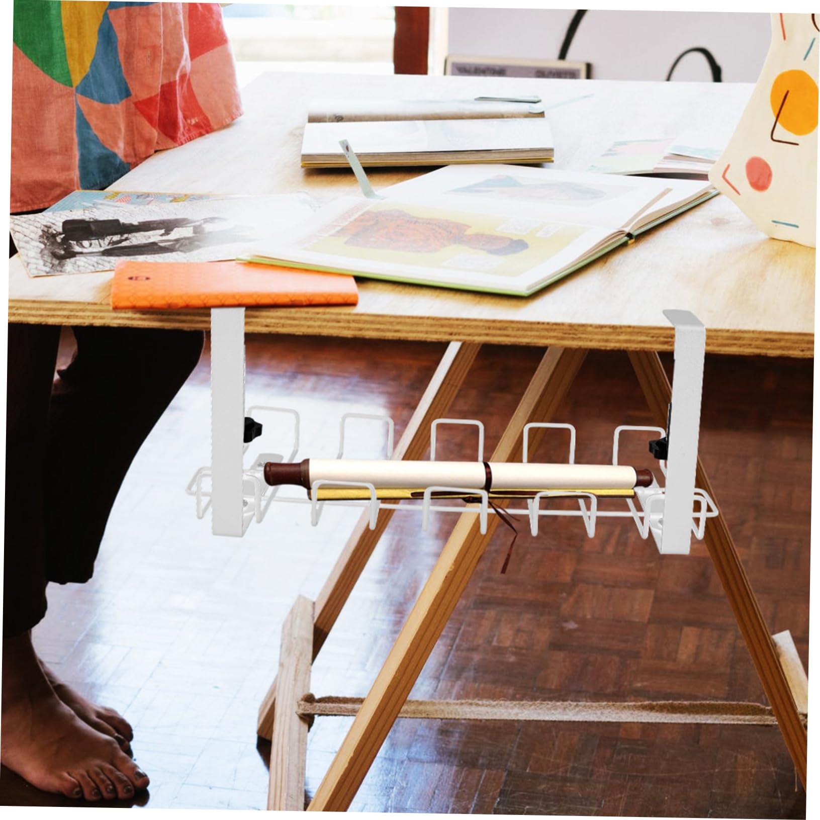Support de Câbles en Acier Carbone sous Bureau, Panier de Rangement pour Câbles, Organisateur de Fils Solide pour Bureau et Domicile