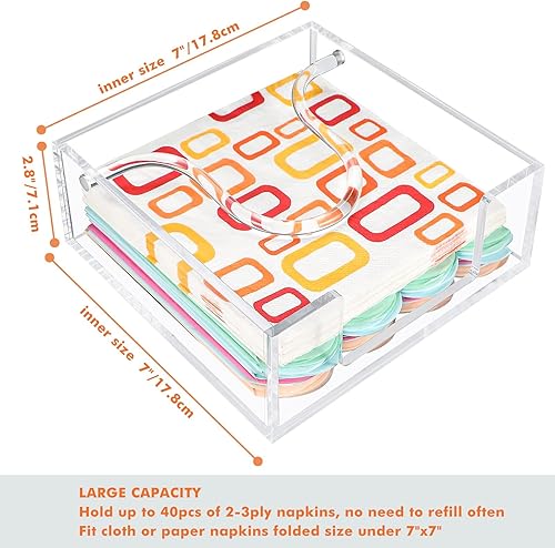 Miniatura 5 de Servilletero de acrílico transparente para almuerzo, dispensador cuadrado de bebidas de cóctel, servilletero, bandeja de servilletas de acrílico